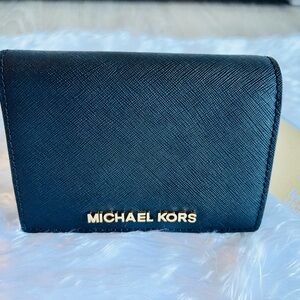 Michael Kors Black Card Holder with Gold Logo